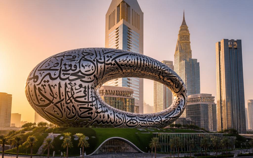 Museum of the Future in Dubai at golden hour